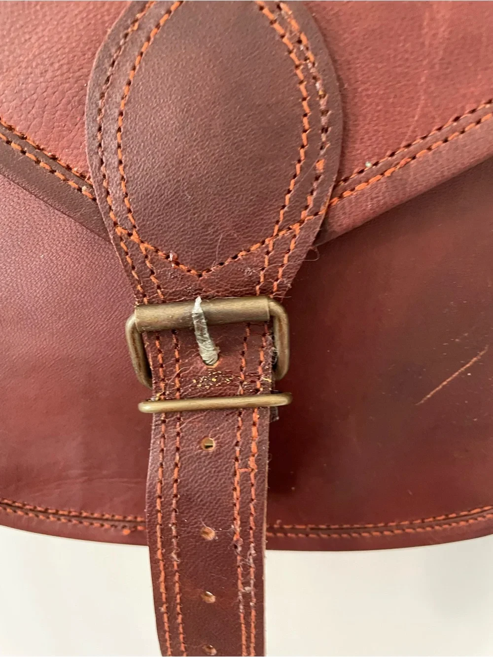 Classic Brown Leather Saddle Crossbody Bag